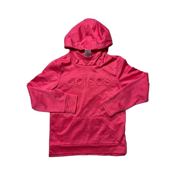 adidas Other - Adidas Youth Girl's Size Large 14 Hoodie 3D Lettering Logo Pinkish Pullover LS